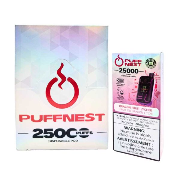 PUFF NEST 25000 PUFFS Dragon Fruit Lychee Disposable Vape - 18 mL, 2% Nicotine